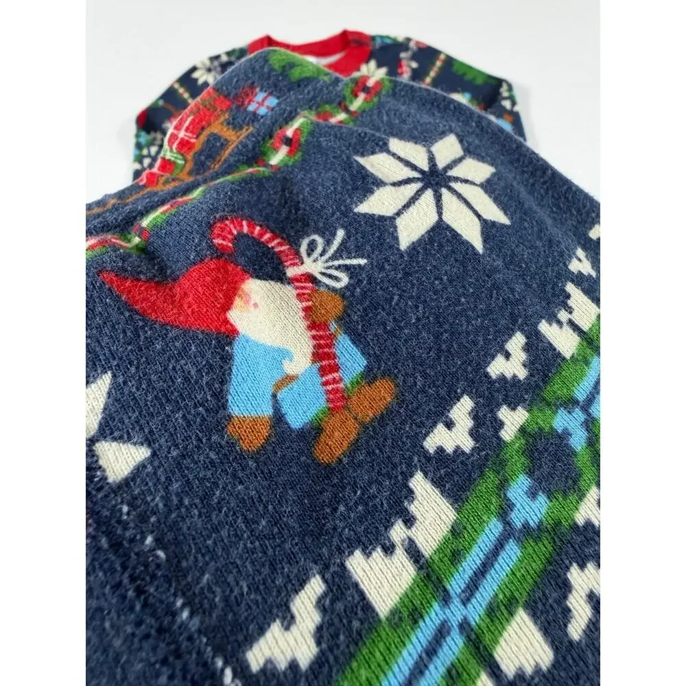 Hanna Andersson Gnome Christmas Long John Pajama Set Navy Size 4